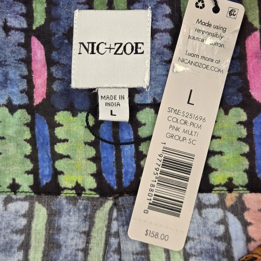 Nic Zoe Geo Dot Shirt Womens Size Large Button Up Down Top Blouse Geometric Boho - Picture 4 of 8